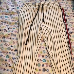 Men drawstring waist taps side pint stripe pants